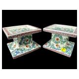 PR FLORAL PORCELAIN DECORATIVE CANDLEHOLDERS