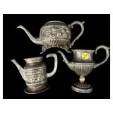 3 PC LOT SILVERPLATE TEAPOT WALL HANGERS