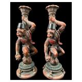 PR OF DECORATIVE MONKEY CANDLE HOLDERS