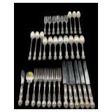 34 PC OF STERLING SILVER WALLACE LA REINE FLATWARE