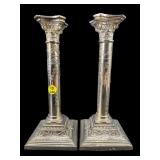PAIR OF ORNATE SILVERPLATE CANDLESTICKS