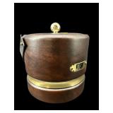 SIGNED LEATHER AND METAL ICE BUCKET