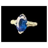 PLATINUM BLUE SAPPHIRE & DIAMOND RING