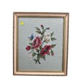 ROSE NEEDLEPOINT IN FRAME