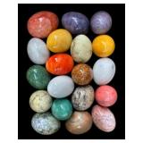 LOT OF 19 MULTI COLOR ALABASTER EGGS
