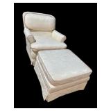 UPHOLSTERED CLUB CHAIR AND OTTOMAN