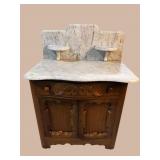 WALNUT VICTORIAN MARBLE TOP WASHSTAND