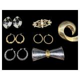 7 PC LOT OF GOLD/SILVER TONE COSTUME JEWELRY