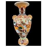 ORIENTAL PORCELAIN HAND PAINTED TWO HANDLED URN
