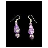DESIGNER JAY KING STERLING AMETHYST EARRINGS;