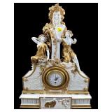 CAPODIMONTE FIGURAL PORCELAIN MANTLE CLOCK