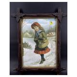 ANTIQUE FRAMED ALEX HOLMES PRINT IN SAMPLER FRAME