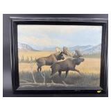 1977 KLAHN MOOSE PAINTING ON  BOARD