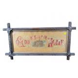 ANTIQUE PUNCH PAPER MOTTO SAMPLER IN FRAME