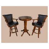 AMERICAN HERITAGE CHERRY PUB TABLE AND 2 SWIVEL