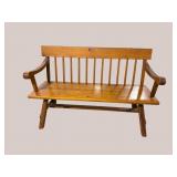 HEART PINE SLAT BACK BENCH