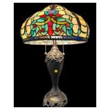 DALE TIFFANY JEWELED LEADED GLASS TABLE LAMP