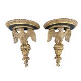 2 GOLD DECORATIVE EAGLE WALL CORBELS