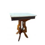 WALNUT VICTORIAN MARBLE TOP TABLE