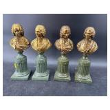 4 PC LOT BORGHESE ORNATE BUST BOOKENDS