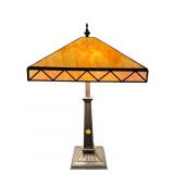 TIFFANY STYLE STAINED GLASS 2 LIGHT TABLE LAMP