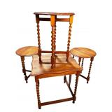 OAK BARLEY TWIST TABLE WITH 3 FOLDING TABLES