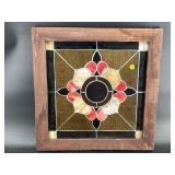 FRAMED LEADED GLASS WINDOW