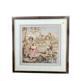 FRENCH FRAMED TAPESTRY OF THE MIDDLE AGES