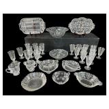 LARGE LOT OF ELEGANT DEPRESSION STEMWARE, BOWLS