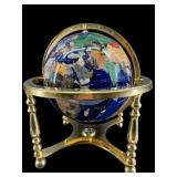 HUGE GEMSTONE BRASS WORLD GLOBE & COMPASS