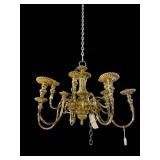 BRASS COLONIAL STYLE CANDLE LIT CHANDELIER