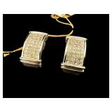 PR OF 18K WHITE GOLD DIAMOND HOOP EARRINGS