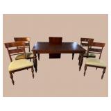 ETHAN ALLEN CHERRY TWISTED LEG TABLE AND 4 CHAIRS