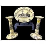 3 PC LOT MOTTAHEDEH YELLOW AND BLACK PORCELAIN