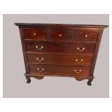 6 DRAWER SOLID MAHOGANY CARVED CHEST