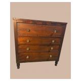 WALNUT 19TH CENT. 4 DRAWER CHEST