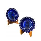 PR OF FENTON COLONIAL BLUE HOBNAIL ASHTRAYS