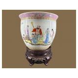 LARGE ORIENTAL PORCELAIN PLANTER ON STAND