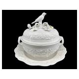 LARGE MOTTAHEDEH FLORAL AND BIRD MOTIF TUREEN