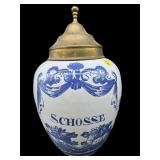 MOTTAHEDEH DUTCH DELFT BLUE AND WHITE TOBACCO JAR