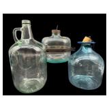 3 PC LOT LARGE VINTAGE GLASS BOTTLES