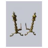 PR OF BALL AND CLAW FOOT CHIPPENDALE ANDIRONS