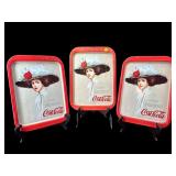 LOT OF 3 VINTAGE DRINK DELICIOUS COCA COLA TRAYS