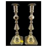 PR OF LARGE BALDWIN BRASS BEEHIVE CANDLESTICKS