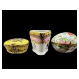 3 LIMOGES FRANCE PEINT MAIN TRINKET BOXES