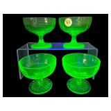 SET OF 4 ANCHOR HOCKING URANIUM BLOCK OPTIC