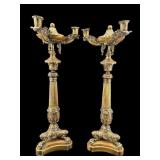2 NEOCLASSICAL STYLE ORNATE GOLD CANDLEHOLDERS