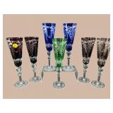 SET OF 7 GIBSON BOHEMIAN ETCHED STEMS