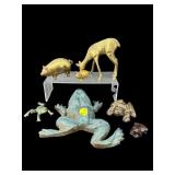7 PC LOT BRONZE AND BRASS ANIMAL FIGURINES