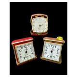 3 PC LOT SETH THOMAS TRAVEL ALARM CLOCKS